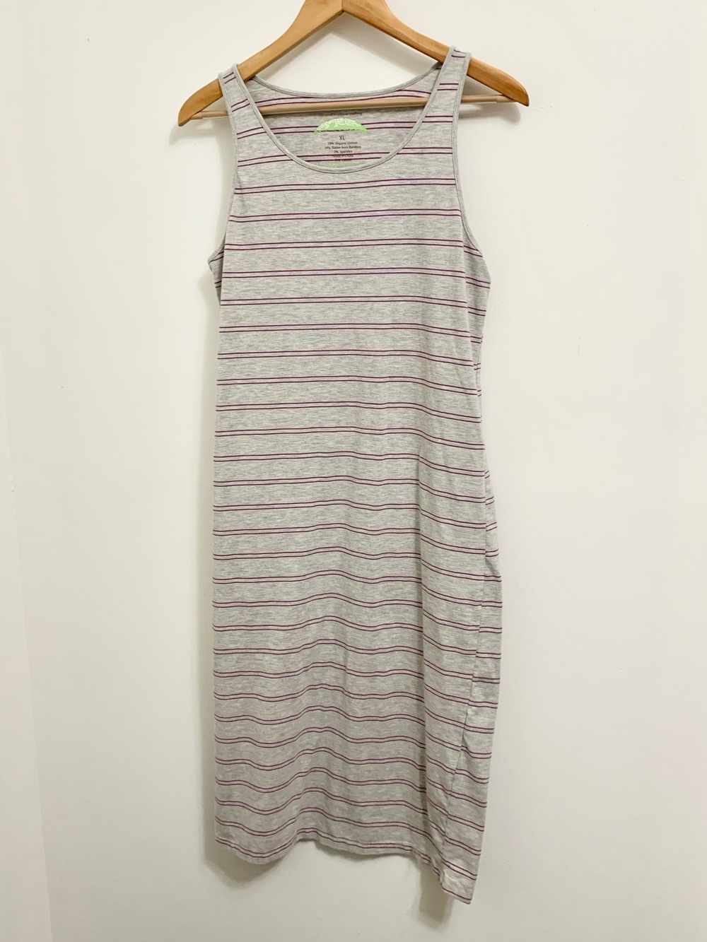 Earth Yoga Organic Cotton Bamboo Striped Midi Dress XL